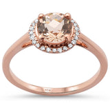 <span>¡LIQUIDACIÓN DE PIEDRAS PRECIOSAS</span>! Anillo de diamante de oro rosa de 10k con morganita redonda F SI de 1,06 ct, talla 6.5
