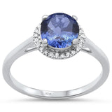<span>GEMSTONE CLOSEOUT! </span>1.39ct F SI 10k White Gold Natural Round Tanzanite & Diamond Ring Size 6.5