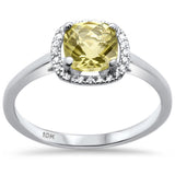 <span>¡LIQUIDACIÓN DE DIAMANTES! </span> Anillo de topacio limón talla cojín de .93 ct con oro blanco de 10k y diamantes, talla 6.5