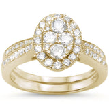 1.05ct 10k Yellow Gold Diamond Engagement Wedding Ring Bridal Set Size 6.5