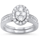 1.03ct 10k White Gold Diamond Engagement Wedding Ring Bridal Set Size 6.5