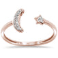 .04ct 14kt Rose Gold Moon & Star Celestial Open Diamond Ring Size 6.5