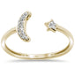 .05ct 14kt Yellow Gold Moon & Star Celestial Open Diamond Ring Size 6.5