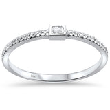 .09ct 14kt White Gold Trendy Bezel Set Diamond Ring Size 6.5