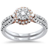 <span style="color:purple">SPECIAL!</span> .74ct 14kt Two Tone Gold Round Diamond Engagement Bridal Set Ring Size 6.5