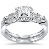 <span>DIAMOND CLOSEOUT! </span> .39ct 14kt White Gold Square Diamond Engagement Ring Bridal Set Size 7