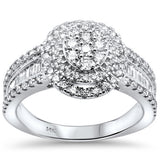 1.01ct 14kt White Gold Elegant Round & Baguette Diamond Engagement Ring