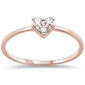 .13ct F SI 14K Rose Gold Heart Diamond Promise Engagement Ring Size 6.5
