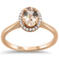 <span>GEMSTONE CLOSEOUT </span>! .81ct 14kt Rose Gold Halo Oval Morganite & Diamond Ring Size 6.5
