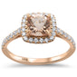 <span>GEMSTONE CLOSEOUT </span>! 1.24ct 14kt Rose Gold Cushion Cut Morganite & Diamond Ring Size 6.5
