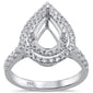 <span>DIAMOND CLOSEOUT! </span>.80ct 14kt White Gold Diamond Double Halo Pear Semi-Mount Ring Size 6.5