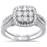 <span>DIAMOND CLOSEOUT! </span>1.04 ct 10kt White Gold Princess Diamond Engagement Bridal Set Size 6.5