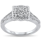 <span>¡LIQUIDACIÓN DE DIAMANTES! </span>Anillo de compromiso de diamante cuadrado de oro blanco de 14k de .32 ct, talla 6.5