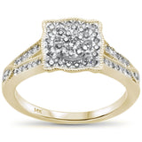 <span>¡LIQUIDACIÓN DE DIAMANTES! </span>Anillo de compromiso de diamante cuadrado de oro amarillo de 14k de .32ct Talla 6.5