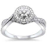 <span>DIAMOND CLOSEOUT! </span> .41ct 14k White Gold Round Diamond Twisted Band Engagement Ring Size 6.5