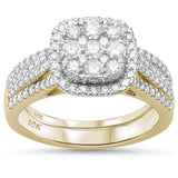 <span>DIAMOND CLOSEOUT! </span>.97ct 10kt Yellow Gold Square Engagement Solitaire Diamond Bridal Set