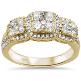 .88ct 10k Yellow Gold Three Stone Anniversary Diamond Ring Size 6.5