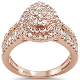 .98ct 14k Rose Gold Pear Shape Diamond Engagement Ring Size 6.5