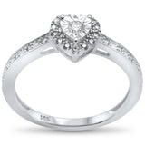 .15ct 14k White Gold Diamond Heart Shape Engagement Promise Ring Size 6.5