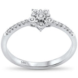 <span>DIAMOND CLOSEOUT! </span>.09ct 14k White Gold Diamond Flower Fashion Promise Ring Size 6.5