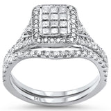 <span>DIAMOND CLOSEOUT! </span>1.00ct 14k White Gold Diamond Engagement Ring Bridal Set Size 6.5