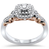 .32ct 14k Two Tone Gold Square Shape Diamond Engagement Ring Size 6.5