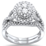 1.00ct 14k White Gold Oval Shape Diamond Engagement Ring Bridal Set