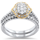 .75ct 14k Two Tone Gold Diamond Engagement Ring Bridal Set Size 6.5