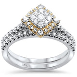 .75ct G SI 14k Two Tone Gold Square Shape Diamond Engagement Ring Bridal Set 6.5