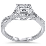 .25ct 14k White Gold Square Shape Diamond Twisted Band Engagement Ring