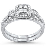 <span>DIAMOND CLOSEOUT! </span> .50ct 14k White Gold Diamond Princess Engagment Bridal Ring Set Size 6.5