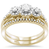 <span>DIAMOND CLOSEOUT! </span>.49ct 14K Yellow Gold Three Stone Diamond Engagement Bridal Set Size 6.5