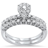 .99ct 14k White Gold Diamond Pear Shape Engagement Ring Bridal Set