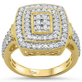 1.05ct 10k Yellow Gold Square Cocktail Cluster Diamond Ring Size 6.5