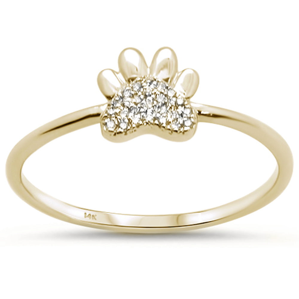 <span>DIAMOND CLOSEOUT! </span> .04ct 14K Yellow Gold Cute Paw Print Diamond Ring Size 6.5