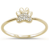 <span>DIAMOND CLOSEOUT! </span> .04ct 14K Yellow Gold Cute Paw Print Diamond Ring Size 6.5