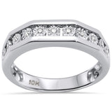 <span>DIAMOND CLOSEOUT! </span> .13ct 10K White Gold Diamond Men's Ring Band Size 10