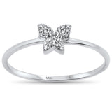 <span>DIAMOND CLOSEOUT! </span>.05ct 14KT White Gold Trendy Butterfly Diamond Ring Size 6.5