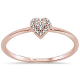 .04ct 14K Rose Gold Pave Heart Trendy Diamond Ring Size 6.5