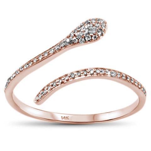 .09ct F SI 14K Rose Gold Diamond Trendy Snake Wrap Around Ring Size 6.5