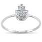 .05ct 14KT White Gold Trendy Hand of Hamsa Diamond Ring Size 6.5
