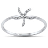 .04ct 14KT White Gold Trendy Starfish Diamond Ring Size 6.5