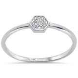 .03ct 14KT White Gold Sextagon Circle Trendy Diamond Ring Size 6.5