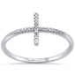 .04ct 14KT White Gold Sideways Cross Diamond Ring Size 6.5