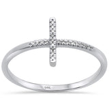 <span>DIAMOND CLOSEOUT! </span>.04ct 14KT White Gold Sideways Cross Diamond Ring Size 6.5