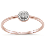 <span>¡LIQUIDACIÓN DE DIAMANTES! </span>Anillo solitario de promesa de diamante de oro rosa de 14 quilates, .04ct G SI, talla 6.5