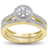 <span style="color:purple">SPECIAL!</span> .26ct F SI 10kt Yellow Gold Diamond Enagement Bridal Ring Set Size 6.5