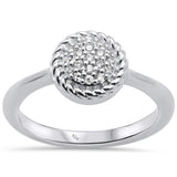 <span>¡CIERRE DE DIAMANTES! </span>Anillo de compromiso redondo con diamante redondo de oro blanco de 10 qt y 0.12 qt, talla 6.5