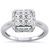 .15ct 10K White Gold Diamond Square Halo Miracle Illusion Engagement Ring Size 6.5