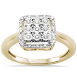 <span>¡LIQUIDACIÓN DE DIAMANTES! </span>Anillo de compromiso de ilusión milagro con halo cuadrado de diamantes de oro amarillo de 10 quilates y 0,15 quilates, talla 6.5